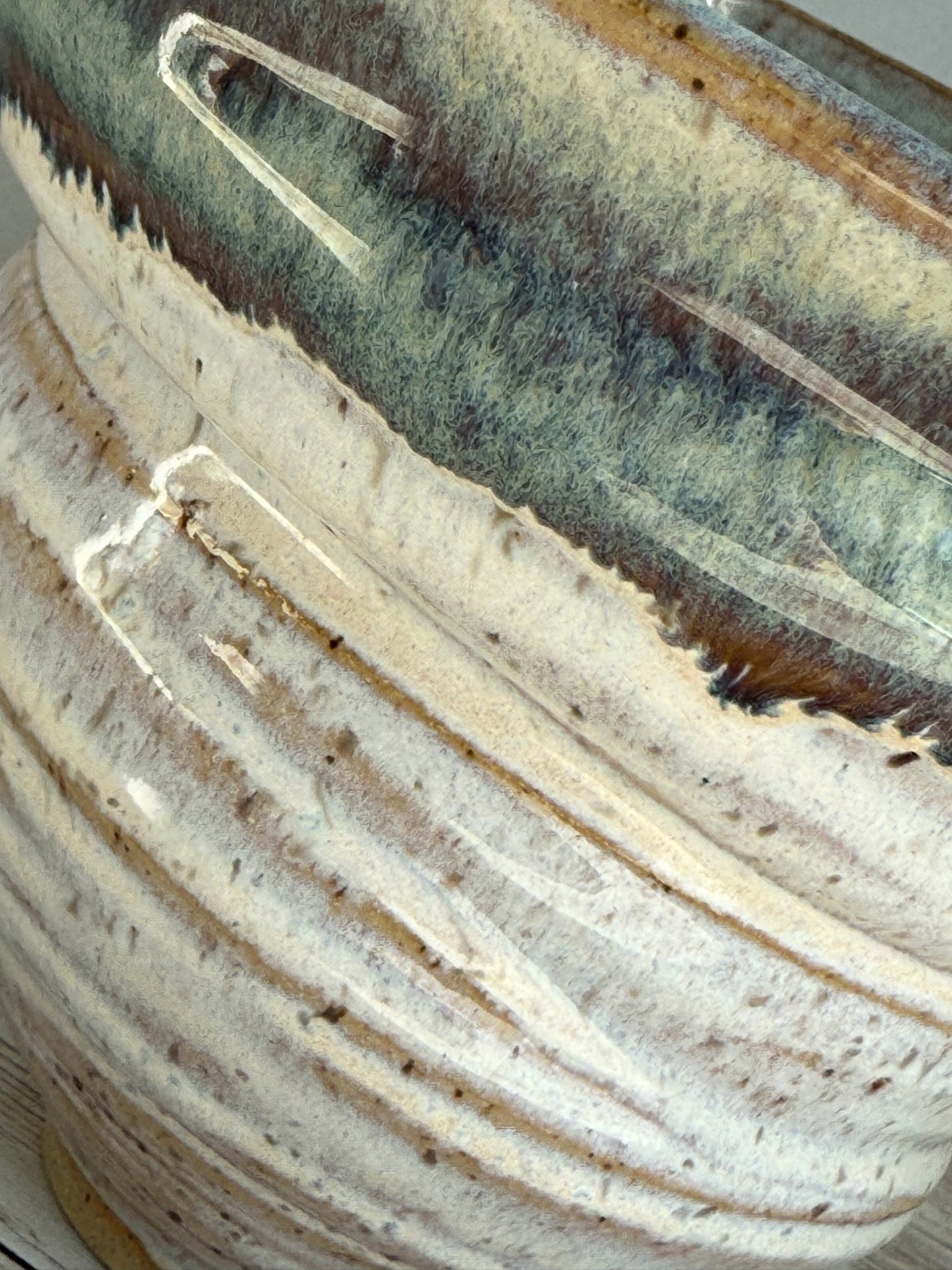 Teal & White Spiral Wheel-Thrown Bowl