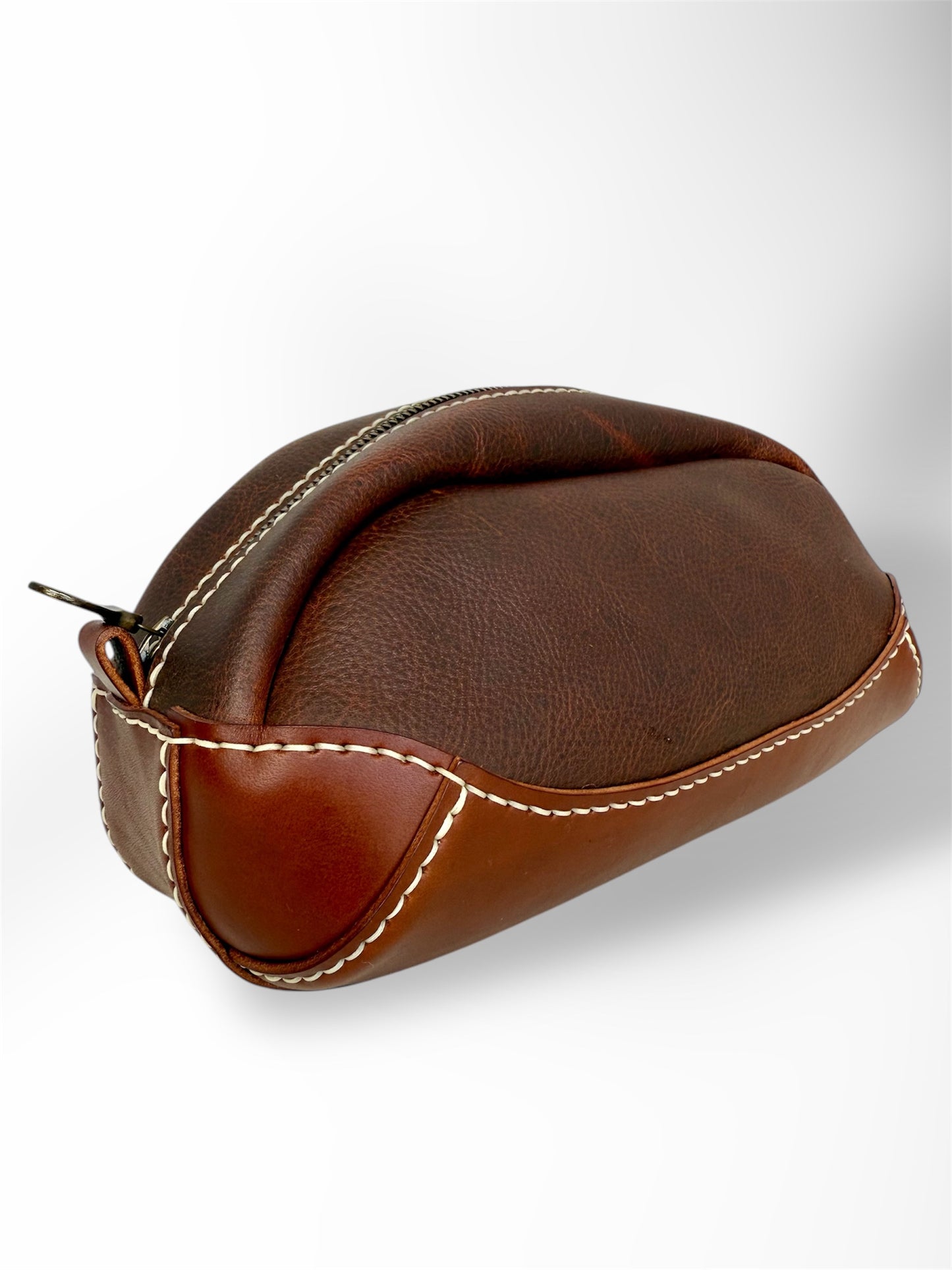 Men's Dopp Kit - Brown with White Thread