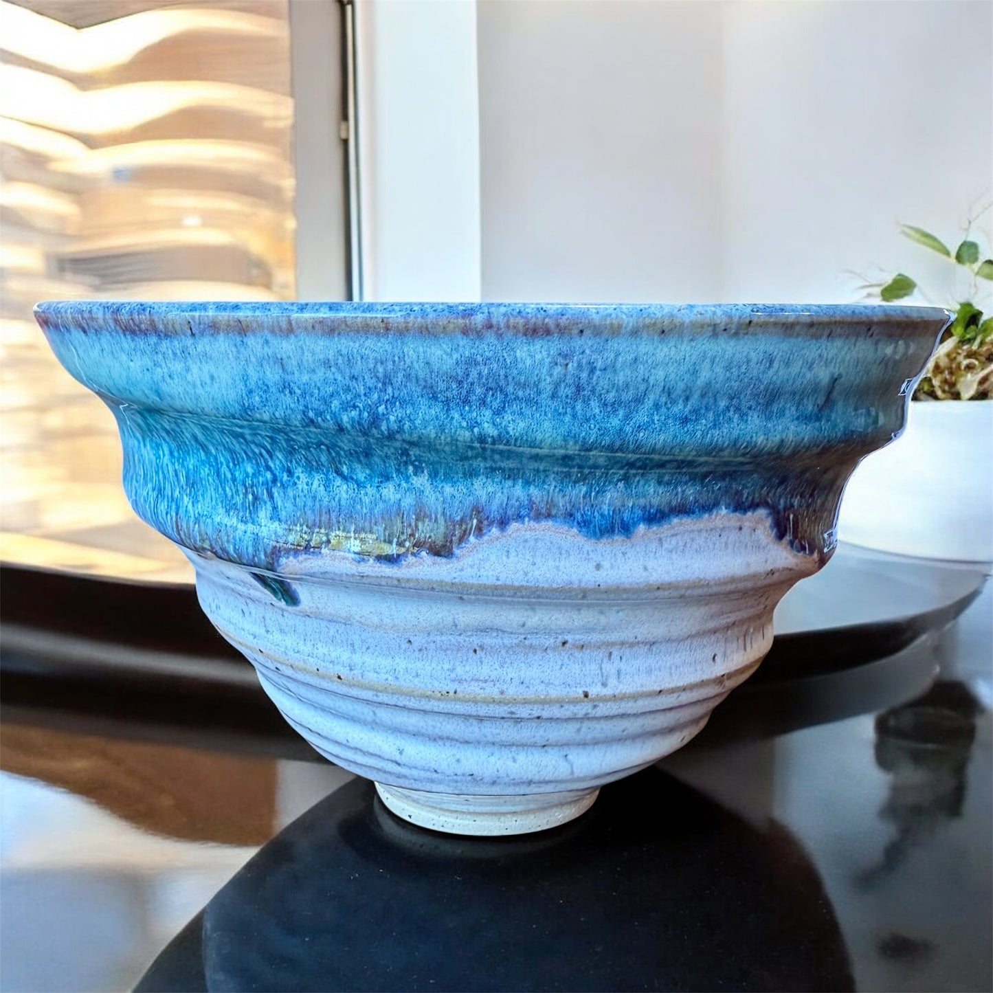 Aqua, Cobalt Blue & Cream Spiral Bowl