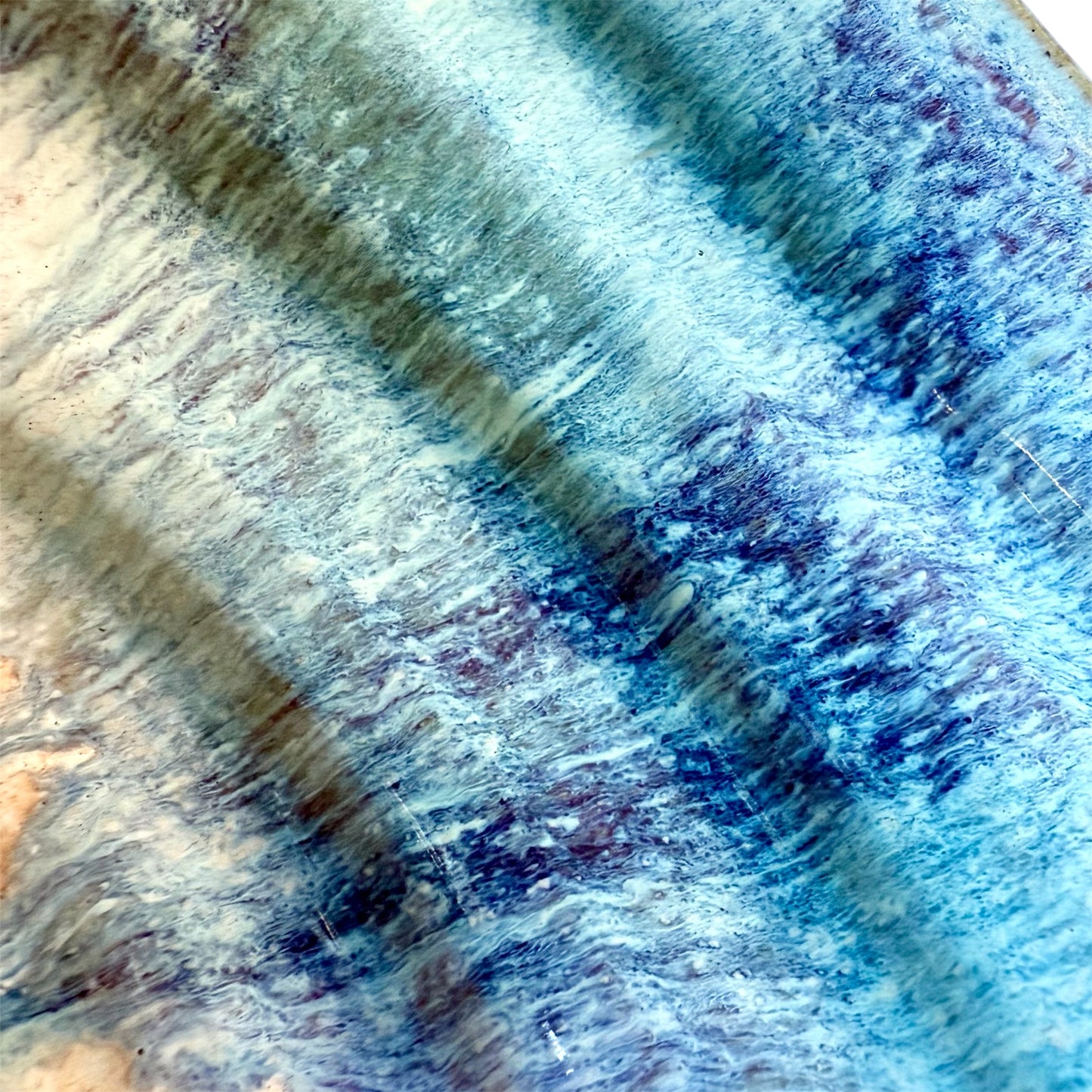Aqua, Cobalt Blue & Cream Spiral Bowl