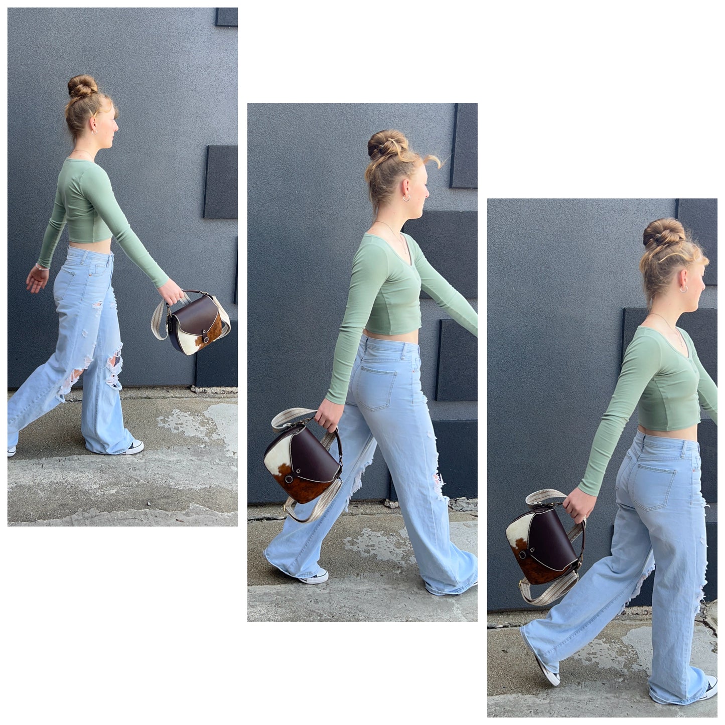 Hair-On-Hide Crossbody Saddle Bag