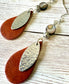 Leather Teardrop Earrings - Bohemian/Southwestern Style with Hammered Metal