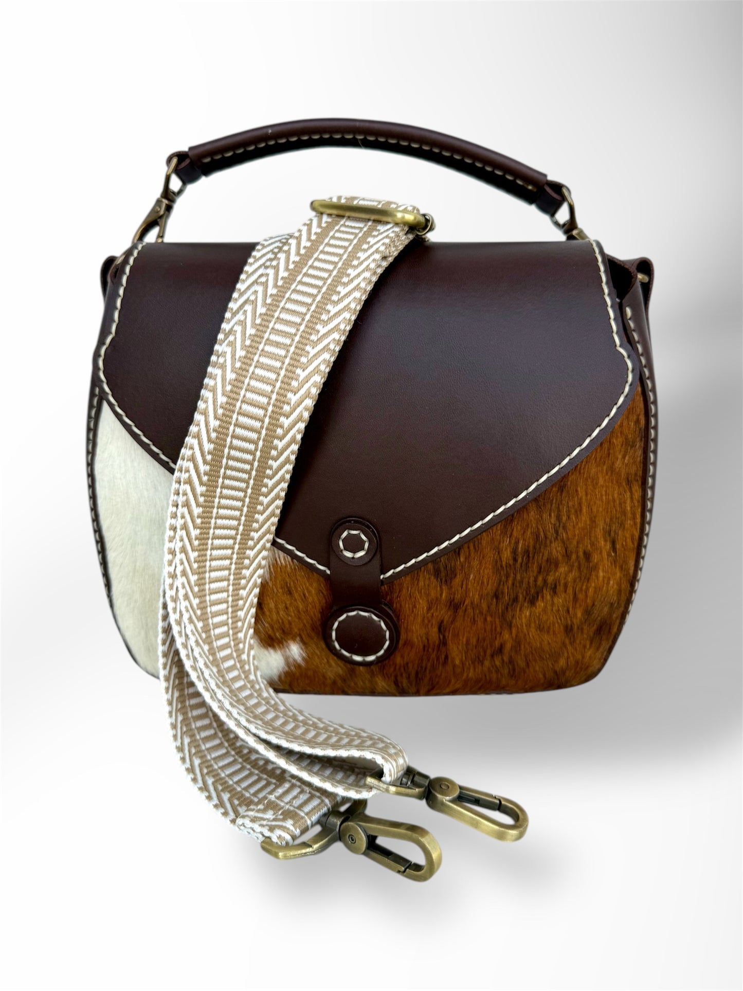 Hair-On-Hide Crossbody Saddle Bag
