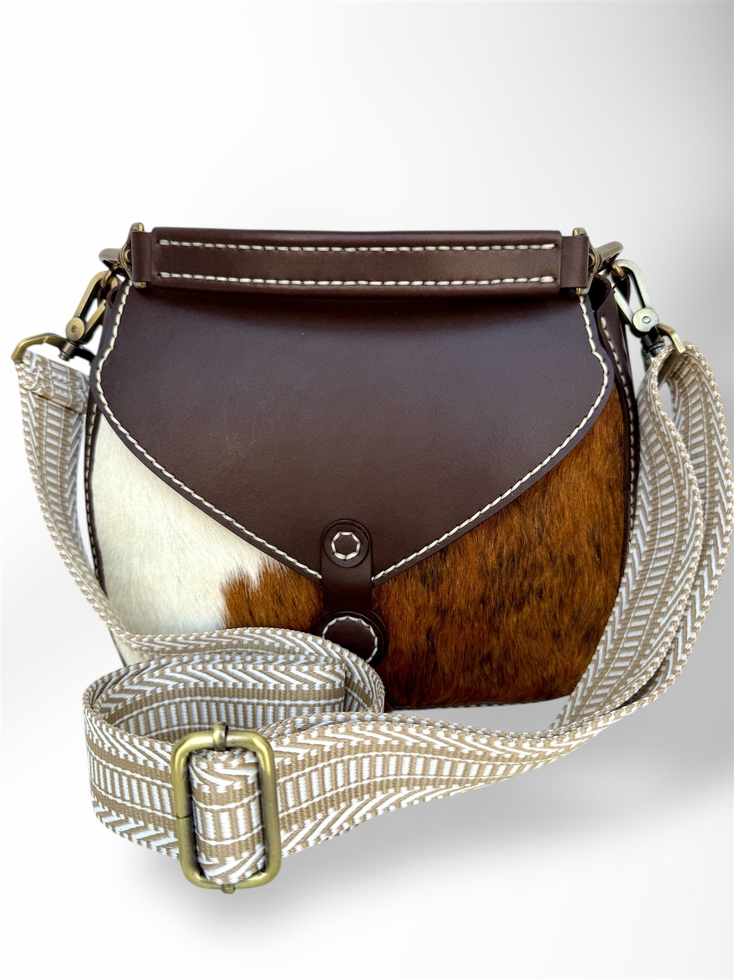 Hair-On-Hide Crossbody Saddle Bag