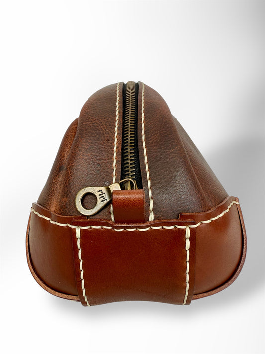 Men's Dopp Kit - Brown with White Thread