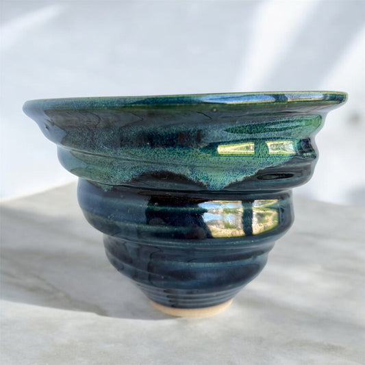 Teal and Navy Blue Spiral Bowl