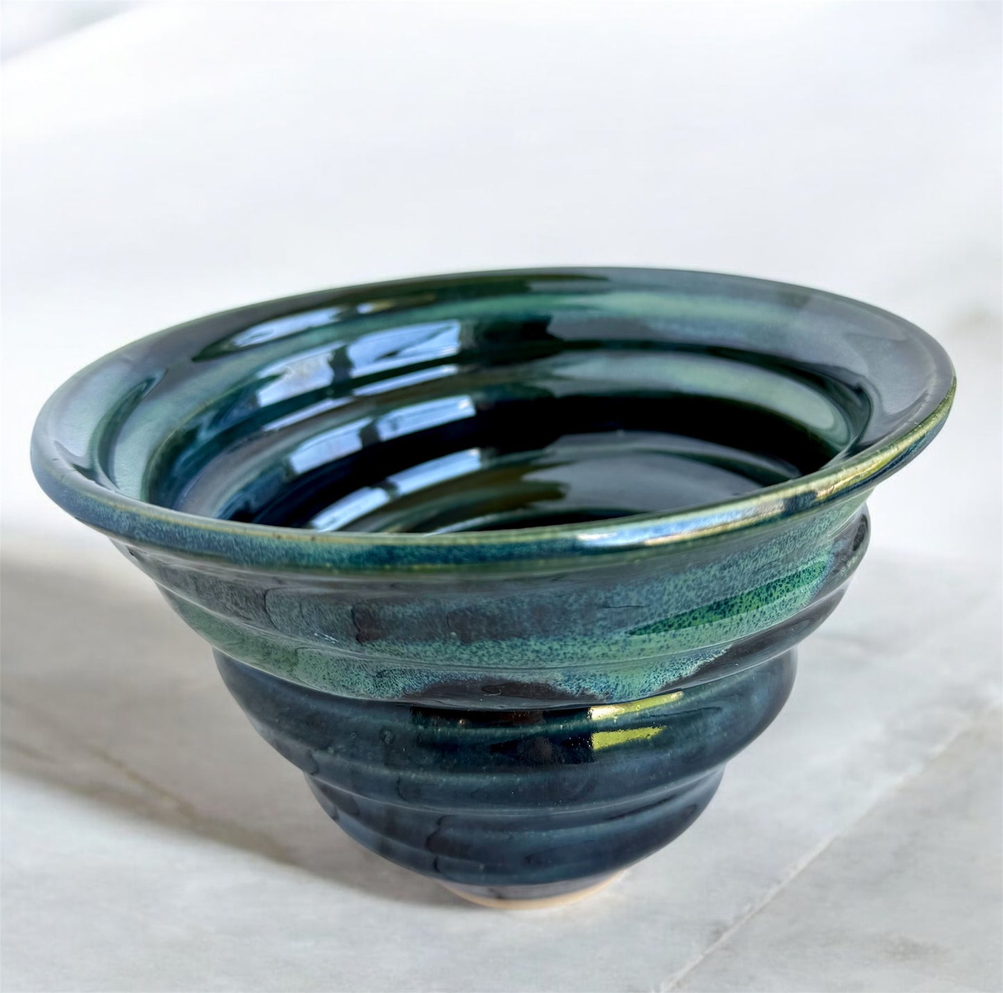 Teal and Navy Blue Spiral Bowl