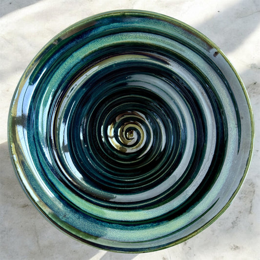 Teal and Navy Blue Spiral Bowl